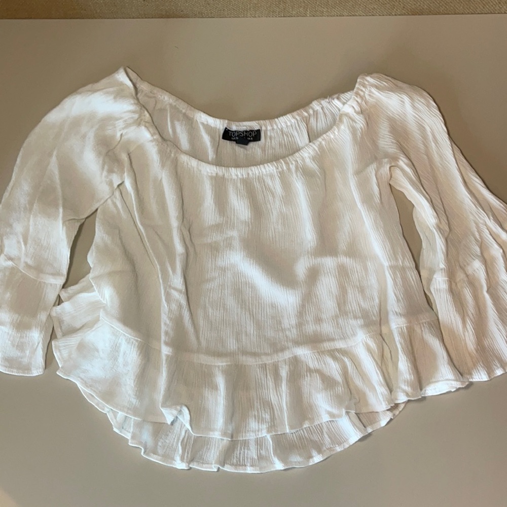 Topshop off the shoulder white shirt